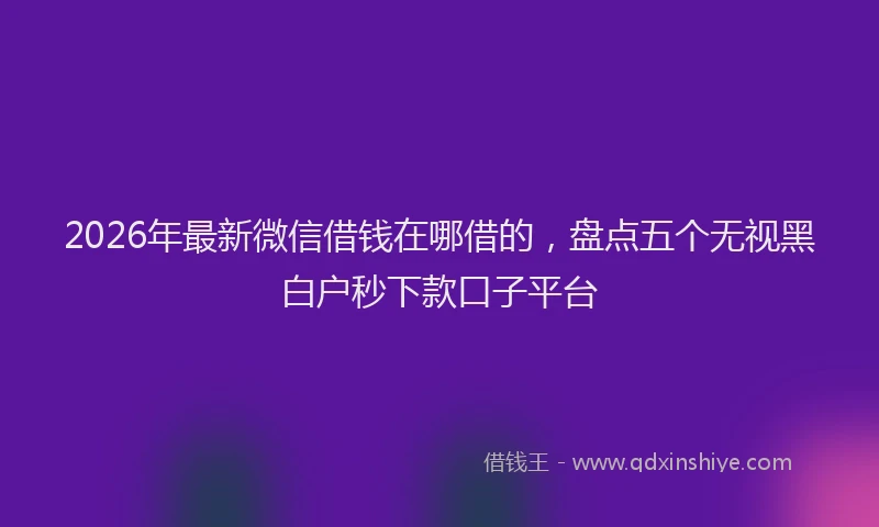 2026年最新微信借钱在哪借的，盘点五个无视黑白户秒下款口子平台