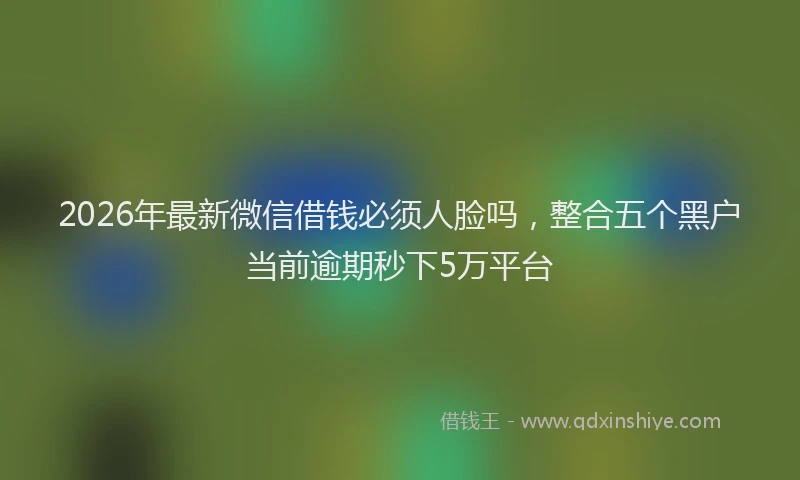 2026年最新微信借钱必须人脸吗，整合五个黑户当前逾期秒下5万平台
