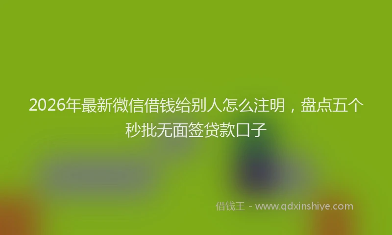 2026年最新微信借钱给别人怎么注明，盘点五个秒批无面签贷款口子