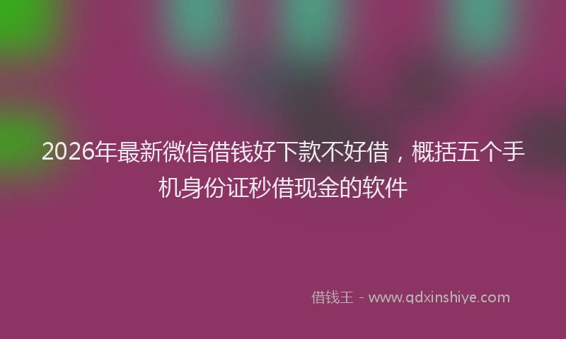 2026年最新微信借钱好下款不好借，概括五个手机身份证秒借现金的软件