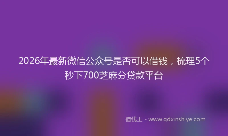 2026年最新微信公众号是否可以借钱，梳理5个秒下700芝麻分贷款平台