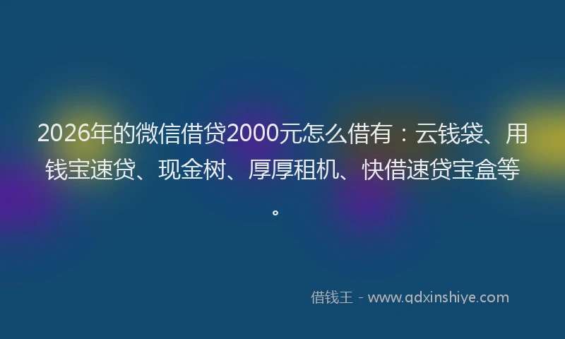 2026年的微信借贷2000元怎么借有：云钱袋、用钱宝速贷、现金树、厚厚租机、快借速贷宝盒等。