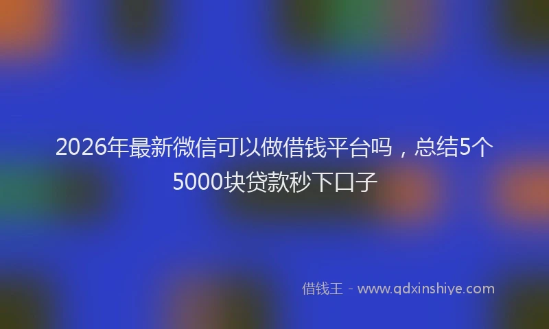 2026年最新微信可以做借钱平台吗，总结5个5000块贷款秒下口子