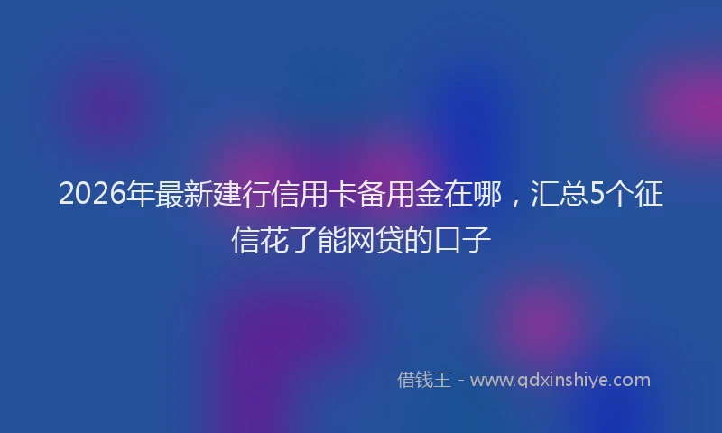 2026年最新建行信用卡备用金在哪，汇总5个征信花了能网贷的口子