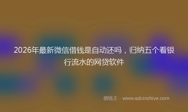 2026年最新微信借钱是自动还吗，归纳五个看银行流水的网贷软件