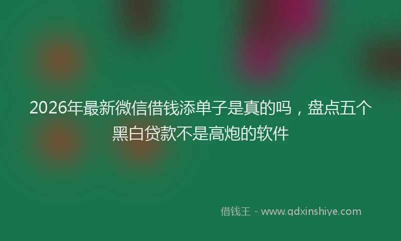 2026年最新微信借钱添单子是真的吗，盘点五个黑白贷款不是高炮的软件