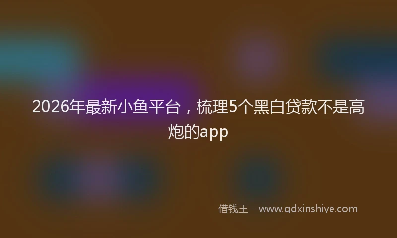 2026年最新小鱼平台，梳理5个黑白贷款不是高炮的app