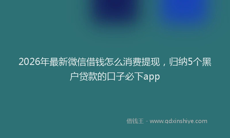 2026年最新微信借钱怎么消费提现，归纳5个黑户贷款的口子必下app