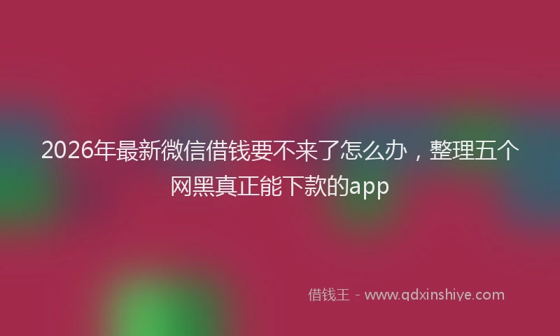 2026年最新微信借钱要不来了怎么办，整理五个网黑真正能下款的app