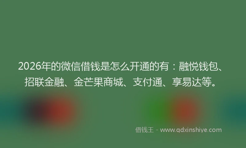 2026年的微信借钱是怎么开通的有：融悦钱包、招联金融、金芒果商城、支付通、享易达等。
