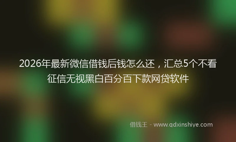 2026年最新微信借钱后钱怎么还，汇总5个不看征信无视黑白百分百下款网贷软件