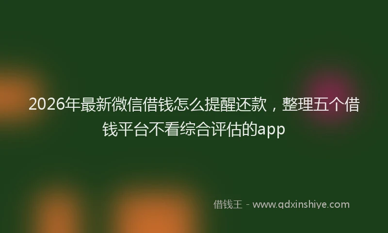 2026年最新微信借钱怎么提醒还款，整理五个借钱平台不看综合评估的app