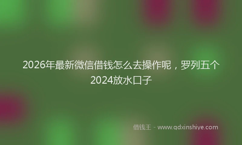 2026年最新微信借钱怎么去操作呢，罗列五个2024放水口子