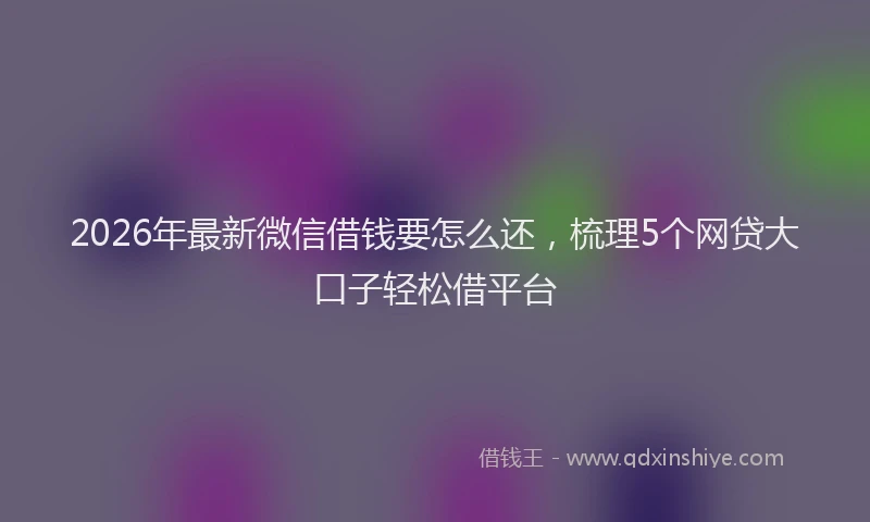 2026年最新微信借钱要怎么还，梳理5个网贷大口子轻松借平台