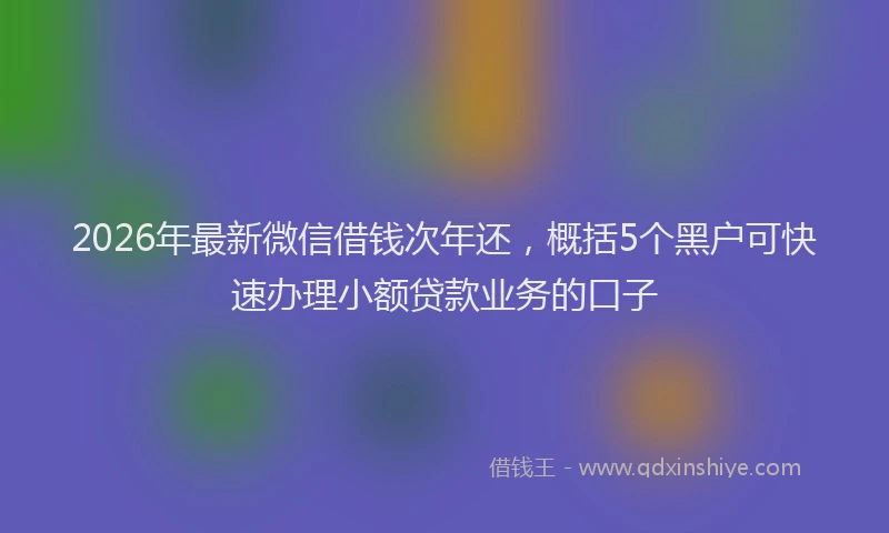 2026年最新微信借钱次年还，概括5个黑户可快速办理小额贷款业务的口子