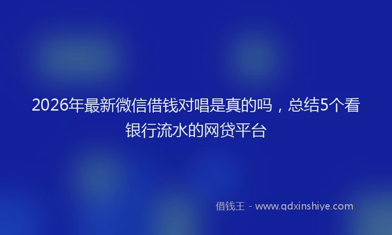 2026年最新微信借钱对唱是真的吗，总结5个看银行流水的网贷平台