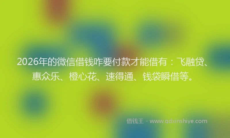 2026年的微信借钱咋要付款才能借有：飞融贷、惠众乐、橙心花、速得通、钱袋瞬借等。