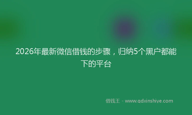 2026年最新微信借钱的步骤，归纳5个黑户都能下的平台