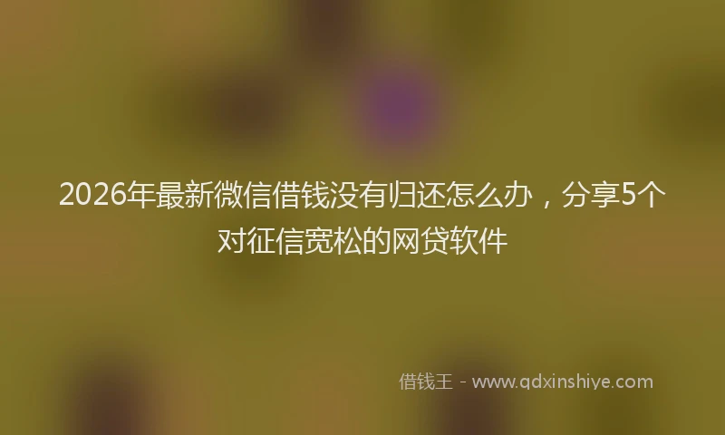 2026年最新微信借钱没有归还怎么办，分享5个对征信宽松的网贷软件