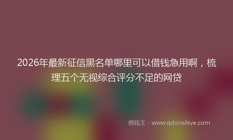 2026年最新征信黑名单哪里可以借钱急用啊，梳理五个无视综合评分不足的网贷