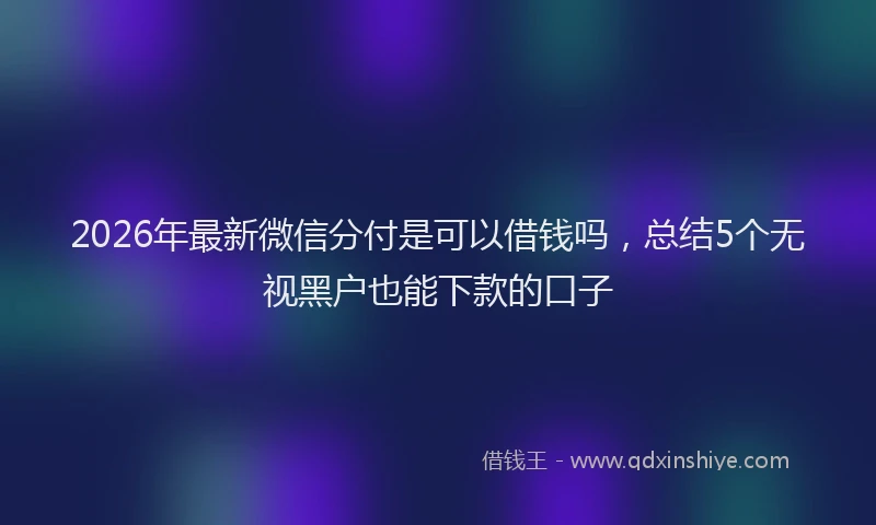 2026年最新微信分付是可以借钱吗，总结5个无视黑户也能下款的口子
