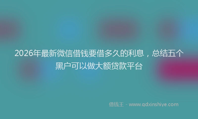 2026年最新微信借钱要借多久的利息，总结五个黑户可以做大额贷款平台