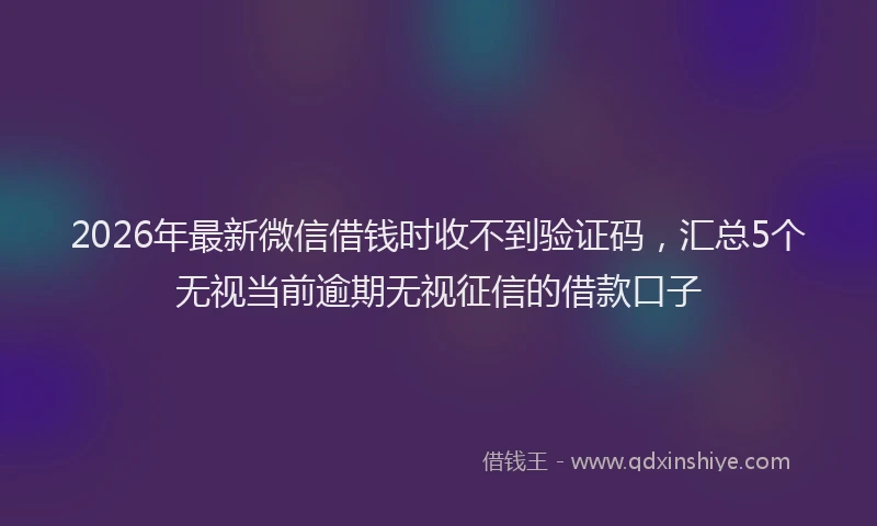 2026年最新微信借钱时收不到验证码，汇总5个无视当前逾期无视征信的借款口子