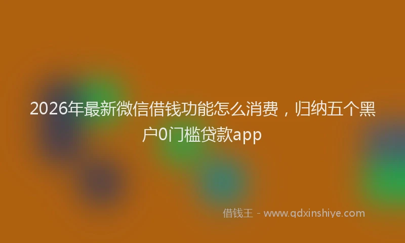 2026年最新微信借钱功能怎么消费，归纳五个黑户0门槛贷款app