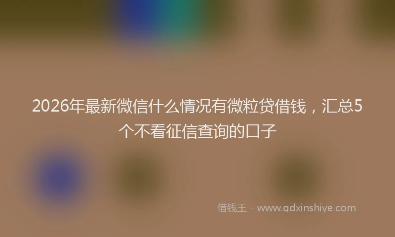 2026年最新微信什么情况有微粒贷借钱，汇总5个不看征信查询的口子