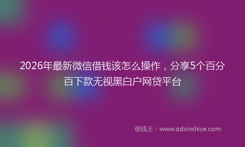 2026年最新微信借钱该怎么操作，分享5个百分百下款无视黑白户网贷平台