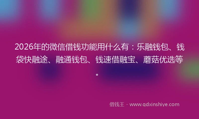 2026年的微信借钱功能用什么有：乐融钱包、钱袋快融途、融通钱包、钱速借融宝、蘑菇优选等。
