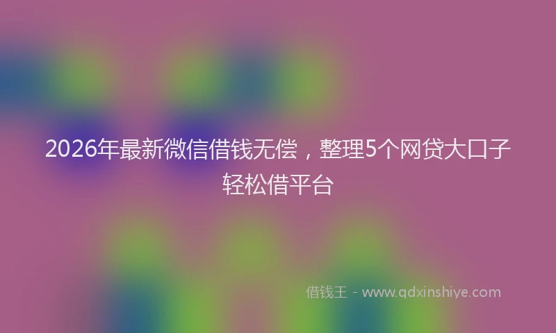 2026年最新微信借钱无偿，整理5个网贷大口子轻松借平台