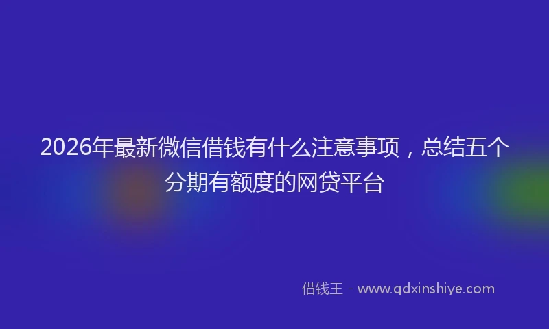 2026年最新微信借钱有什么注意事项，总结五个分期有额度的网贷平台