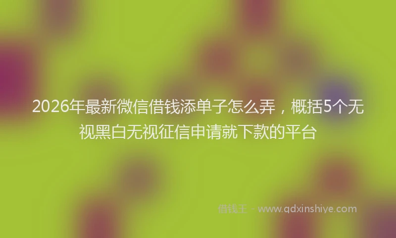 2026年最新微信借钱添单子怎么弄，概括5个无视黑白无视征信申请就下款的平台