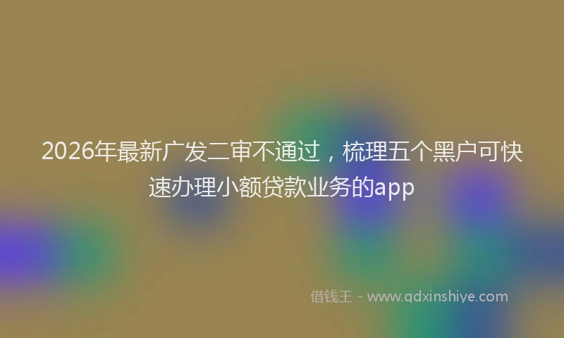 2026年最新广发二审不通过，梳理五个黑户可快速办理小额贷款业务的app
