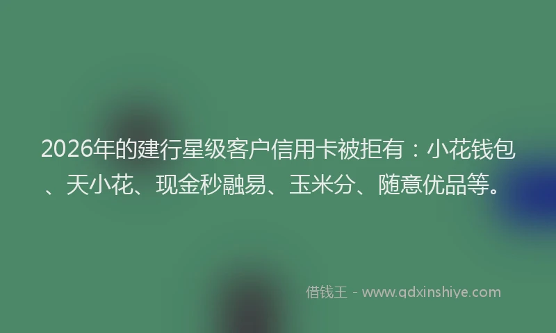 2026年的建行星级客户信用卡被拒有：小花钱包、天小花、现金秒融易、玉米分、随意优品等。