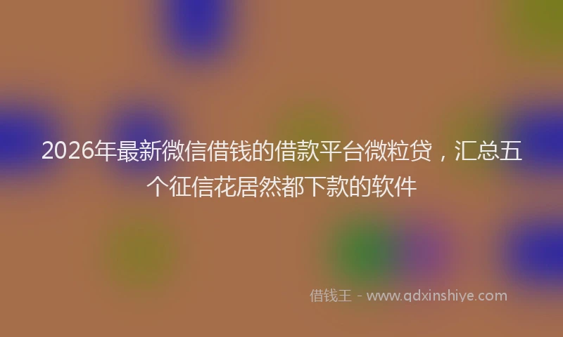 2026年最新微信借钱的借款平台微粒贷，汇总五个征信花居然都下款的软件