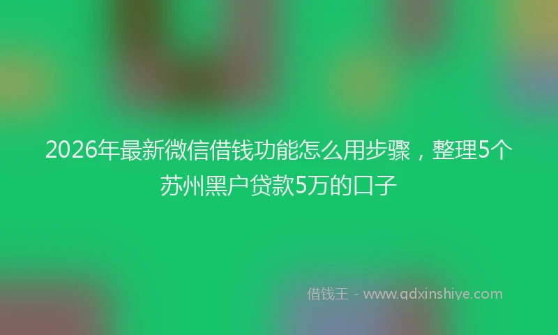 2026年最新微信借钱功能怎么用步骤，整理5个苏州黑户贷款5万的口子
