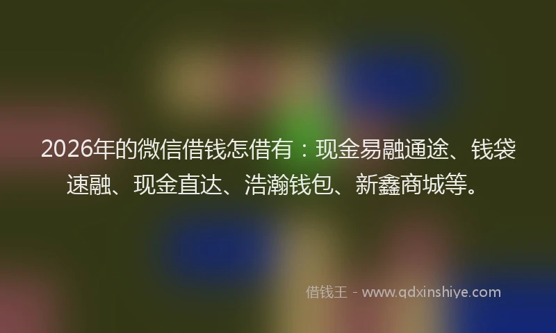 2026年的微信借钱怎借有：现金易融通途、钱袋速融、现金直达、浩瀚钱包、新鑫商城等。