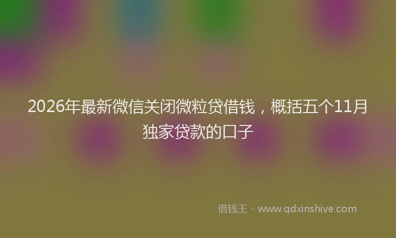 2026年最新微信关闭微粒贷借钱，概括五个11月独家贷款的口子