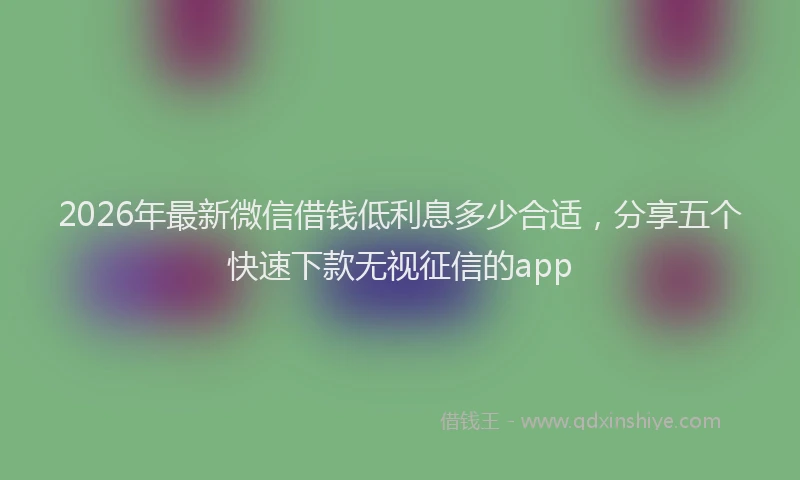2026年最新微信借钱低利息多少合适，分享五个快速下款无视征信的app