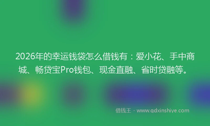 2026年的幸运钱袋怎么借钱有：爱小花、手中商城、畅贷宝Pro钱包、现金直融、省时贷融等。