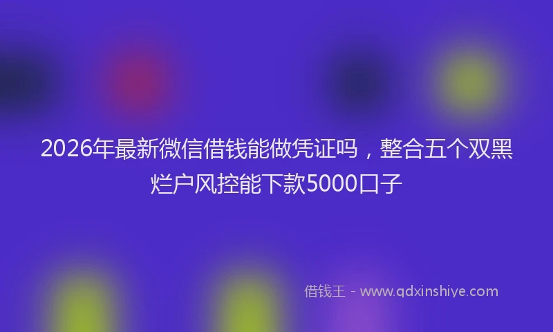 2026年最新微信借钱能做凭证吗，整合五个双黑烂户风控能下款5000口子