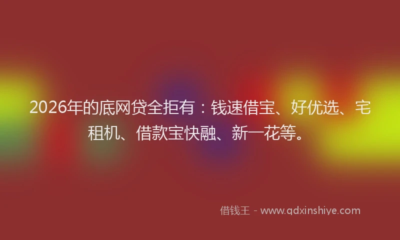 2026年的底网贷全拒有：钱速借宝、好优选、宅租机、借款宝快融、新一花等。