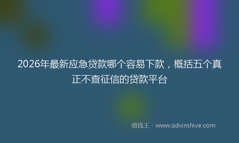 2026年最新应急贷款哪个容易下款，概括五个真正不查征信的贷款平台