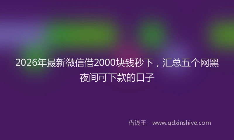 2026年最新微信借2000块钱秒下，汇总五个网黑夜间可下款的口子