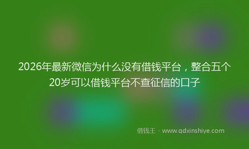 2026年最新微信为什么没有借钱平台，整合五个20岁可以借钱平台不查征信的口子