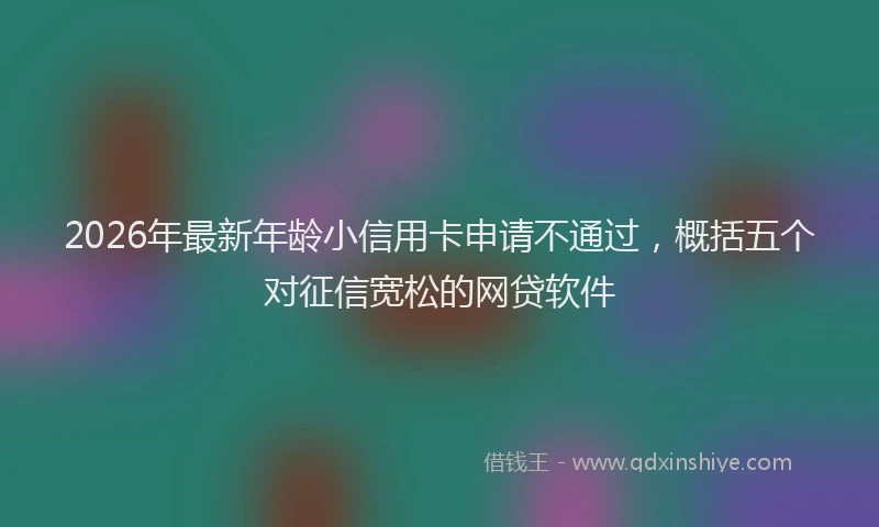 2026年最新年龄小信用卡申请不通过，概括五个对征信宽松的网贷软件