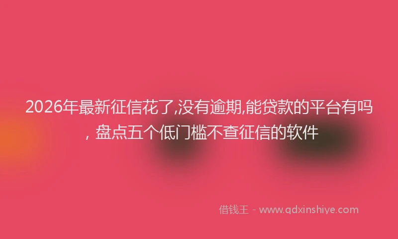 2026年最新征信花了,没有逾期,能贷款的平台有吗，盘点五个低门槛不查征信的软件