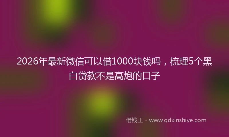 2026年最新微信可以借1000块钱吗，梳理5个黑白贷款不是高炮的口子